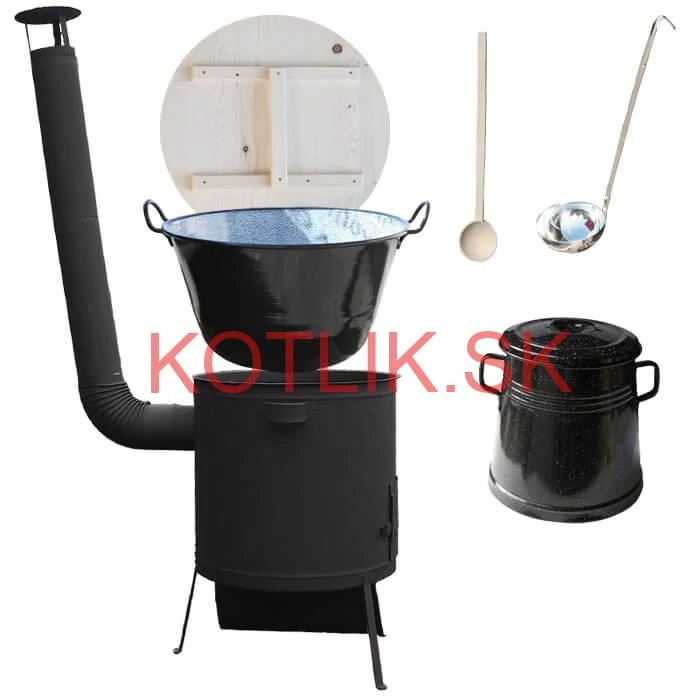 Smaltovaný kotol 100 L + žiaruvzdorná kotlina 42 PLUS 600 4 MM + Nádoba na masť 10 L