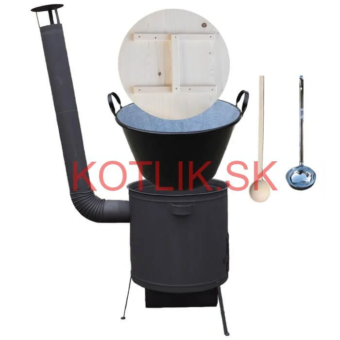 Smaltovaný kotol 100 L + žiaruvzdorná kotlina 42 PLUS 600 4 MM + varecha a naberačka BIG PARTY