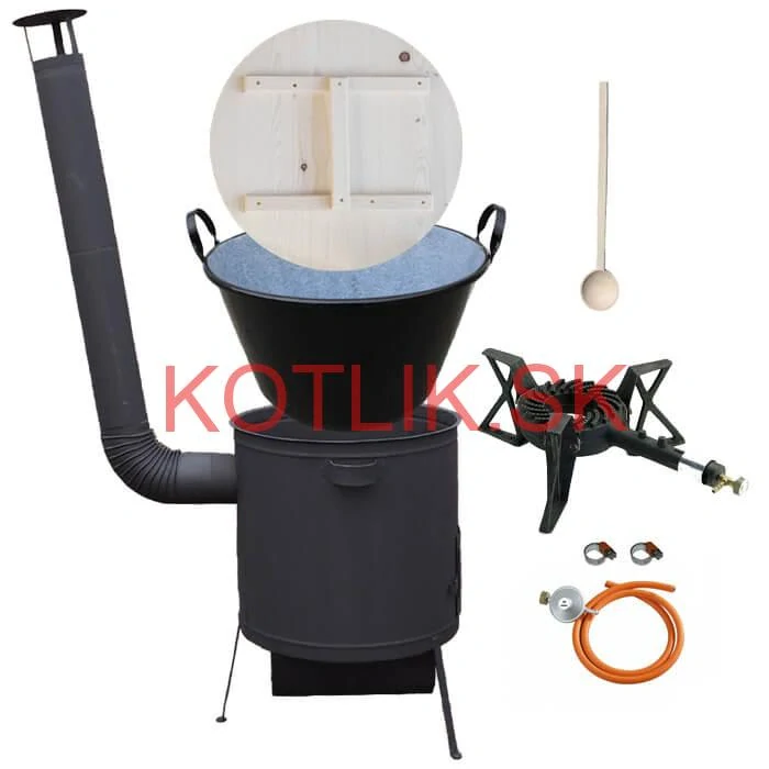 Zabíjačkový smaltovaný kotol 100 L, žiaruvzdorná kotlina 42 PLUS 600 4 MM, horák 7 kW + varecha