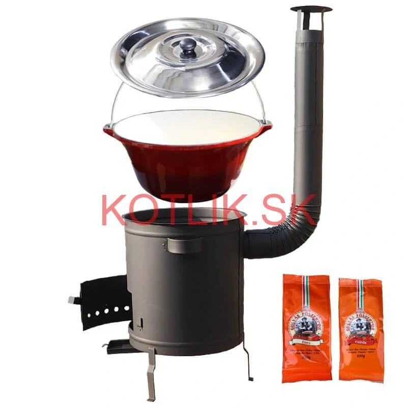 Liatinový kotlík so smaltovanou úpravou 22 L + žiaruvzdorná kotlina 42 cm (1,5 mm) STRONG + paprikové korenie na guláš - MIX 100 g