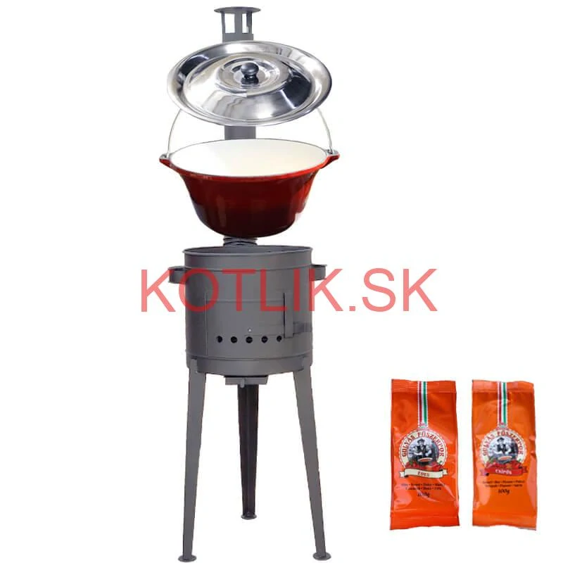 Liatinový kotlík so smaltovanou úpravou 22 L + vysoká kotlina 42 PLUS 600 + paprikové korenie na guláš - MIX 100 g