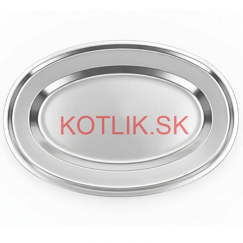 Nerezový oválny podnos (45,5cm) – Odolná servírovacia tácka na mäso aj koláče