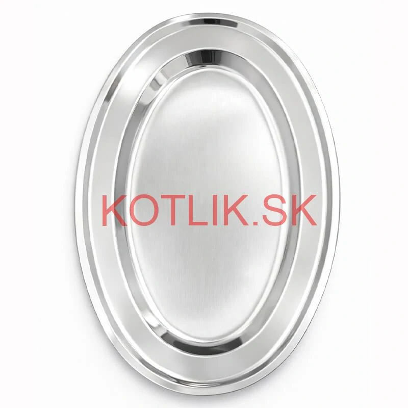 Nerezový oválny podnos (40,5cm) – Odolná servírovacia tácka na mäso aj koláče