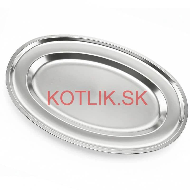 Nerezový oválny podnos (30,5cm) – Odolná servírovacia tácka na mäso aj koláče