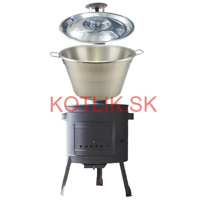 Guláš pre 30–40 ľudí – nerezový kotlíkový set 40 L so žiaruvzdornou kotlinou