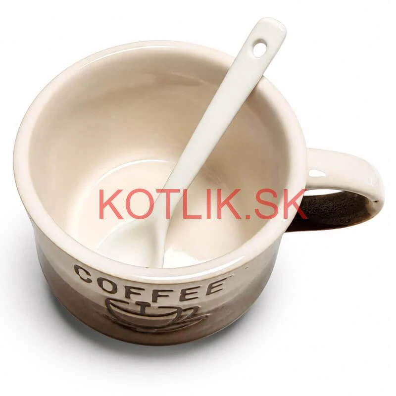 Keramický pohár na kávu 150 ml COFFEE s lyžičkou 1 ks