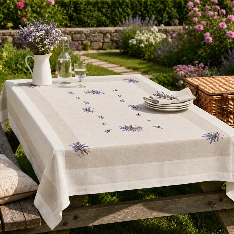 Hrubší textilný obrus Levanduľa Provence 150 × 220 cm