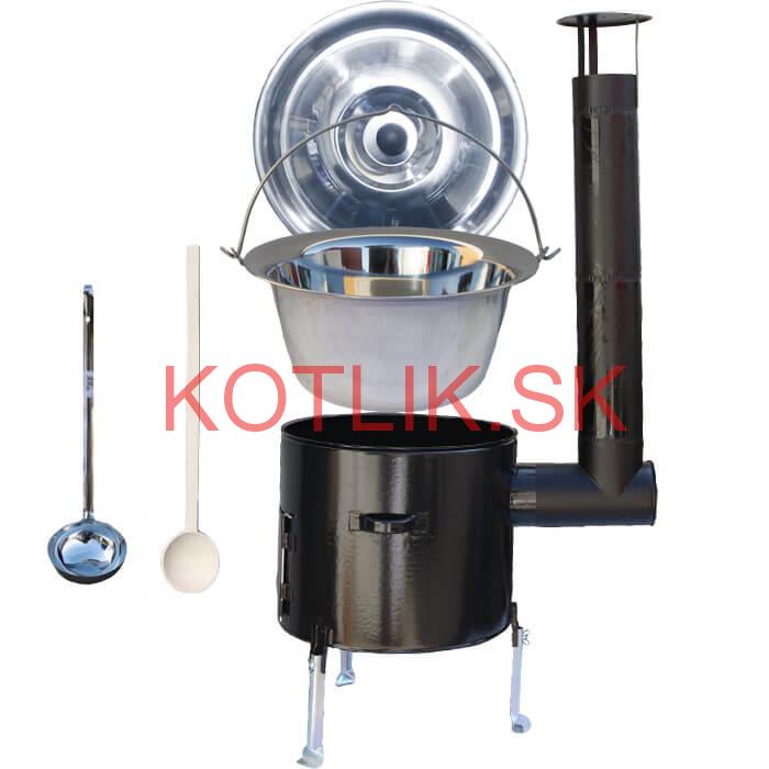 Antikorový kotlík 10 L (0,8 mm) + smaltovaná kotlina 31 cm + vareška a naberačka Easy party