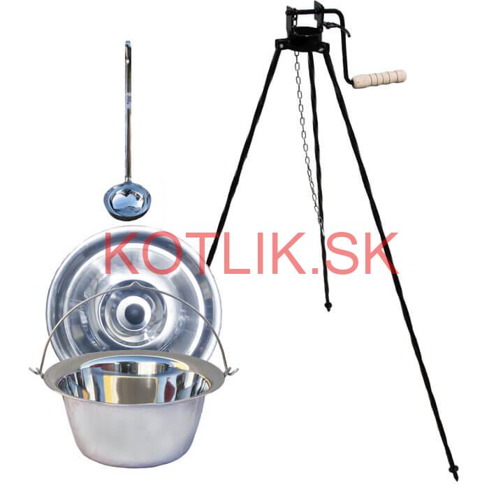 Antikorový kotlík 22 L (0,8 mm) + pokrievka + stojan s kladkou VAR