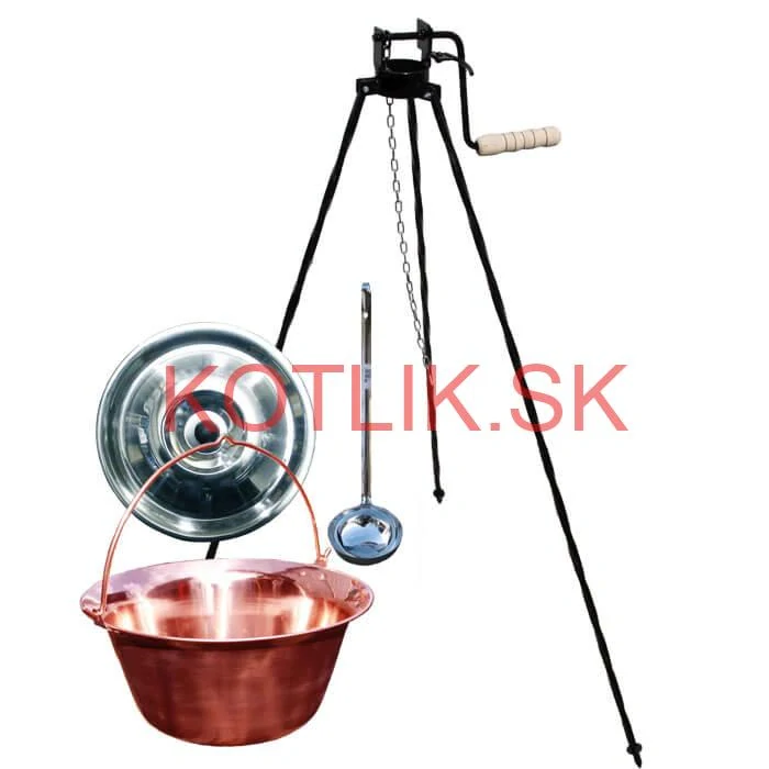 Medený kotlík 20 L (1,2 mm) + pokrievka + stojan s kladkou VAR