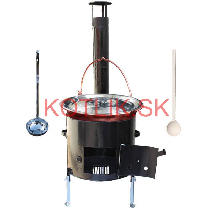 Medený kotlik 14 L (1,2 mm) + smaltovaná kotlina 36 cm + vareška a naberačka Easy party