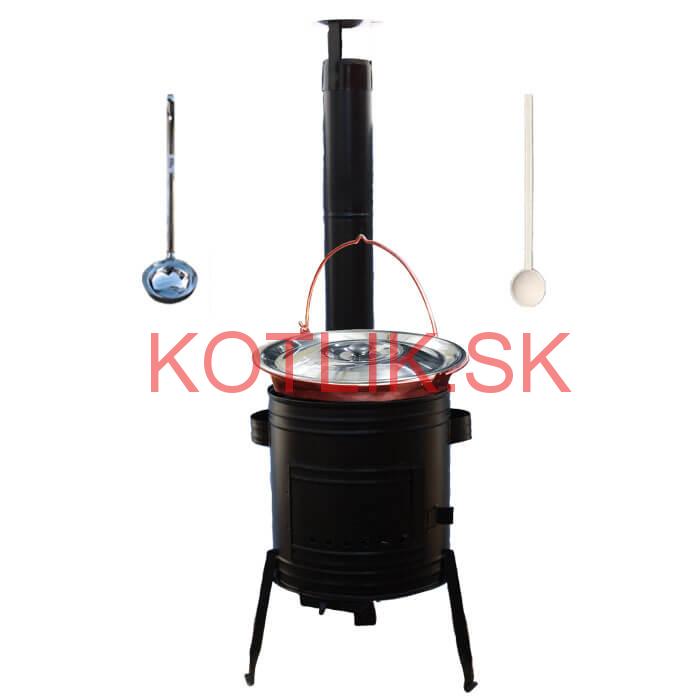 Medený kotlík 10 L (1,2 mm) + kovová kotlina 31 CLASSIC (KOV) + vareška a naberačka PARTY