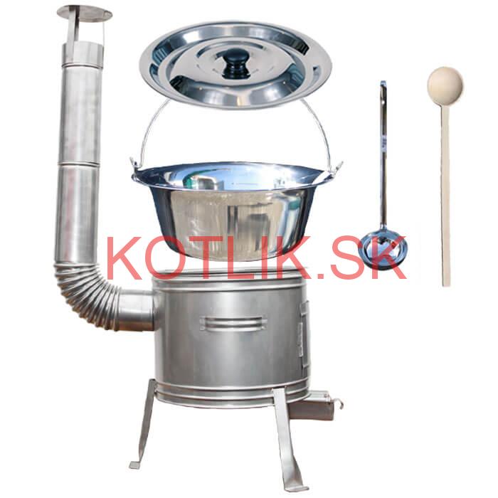 Antikorový kotlík 22 L (0,8 mm) + nerezová kotlina 39 cm + vareška a naberačka TOPLUX