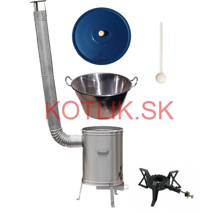 Zabíjačkový nerezový kotol 70 L + nerezová kotlina 56 cm + horák 7 kW