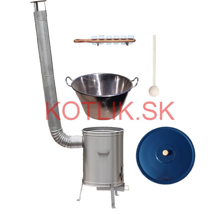 Zabíjačkový nerezový kotol 80 L + nerezová kotlina 56 cm + štamperlíky