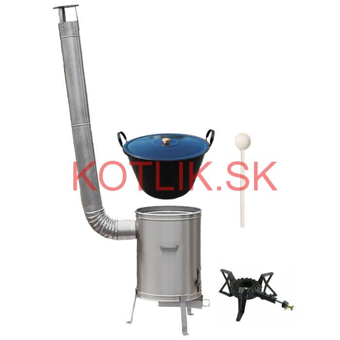 Zabíjačkový smaltovaný kotol 60 L + nerezová kotlina 53 cm + horák 7 kW