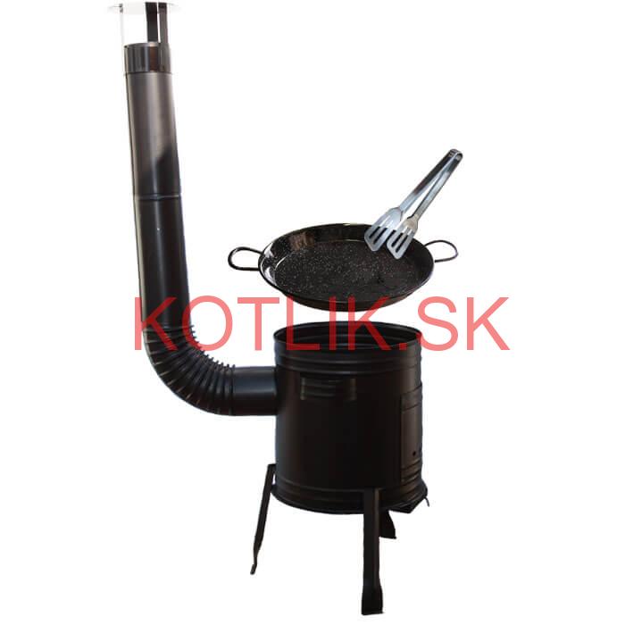 Paella smaltovaná panvica 46 cm + Kotlina 42 cm a obracačka na mäso Party