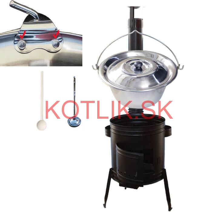 Nerezový kotlík 30 L (0,8 mm zosilnený s nitmi) + kovová kotlina 45 cm