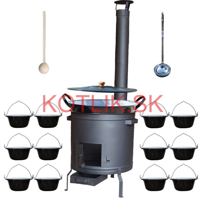 Smaltovaný kotol 60 L + servírovacie kotlíky (12 ks) PLUS 600