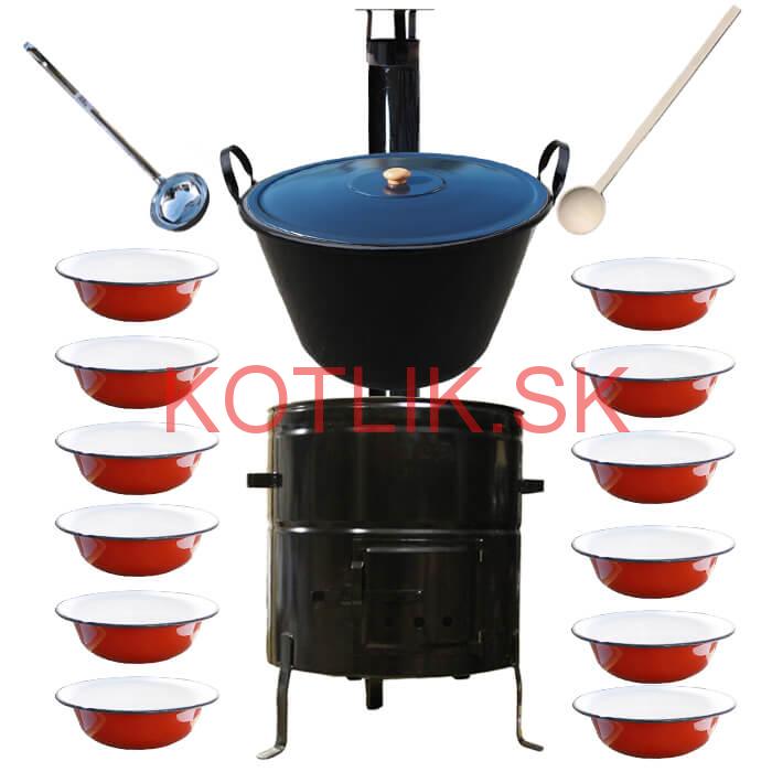 Smaltovaný kotol 80 L + smaltované taniere 12 ks BIG PARTY