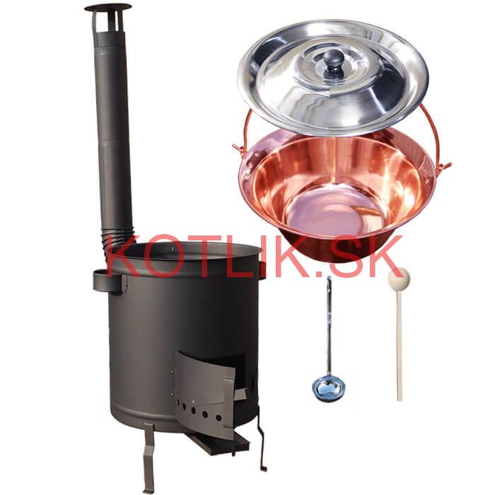 Medený kotlík 20 L (1,2 mm) + hrubostenná (1,5 mm) a žiaruvzdorná kotlina 42 PLUS 600