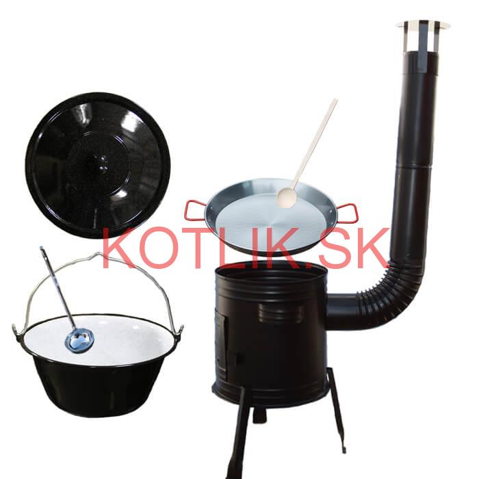 Paella oceľová panvica 42 cm so smaltovaným kotlíkom 16 L (1,2 mm) a kotlinou