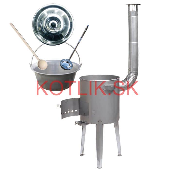 Železný kotlík 30 L (0,75 mm) + nerezová kotlina 45 cm LUXUS