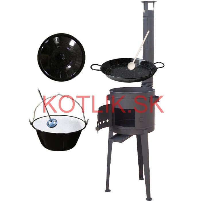 Smaltovaný kotlík 20 L (1,2 mm) + Paella smaltovaná panvica 46 cm  + žiaruvzdorná vysoká kotlina 42 PLUS 600