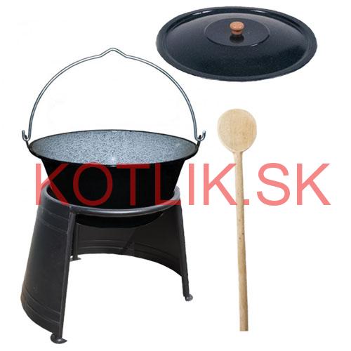 Smaltovaný kotlík 16 L (1,2 mm) + pokrievka + chránič plameňa