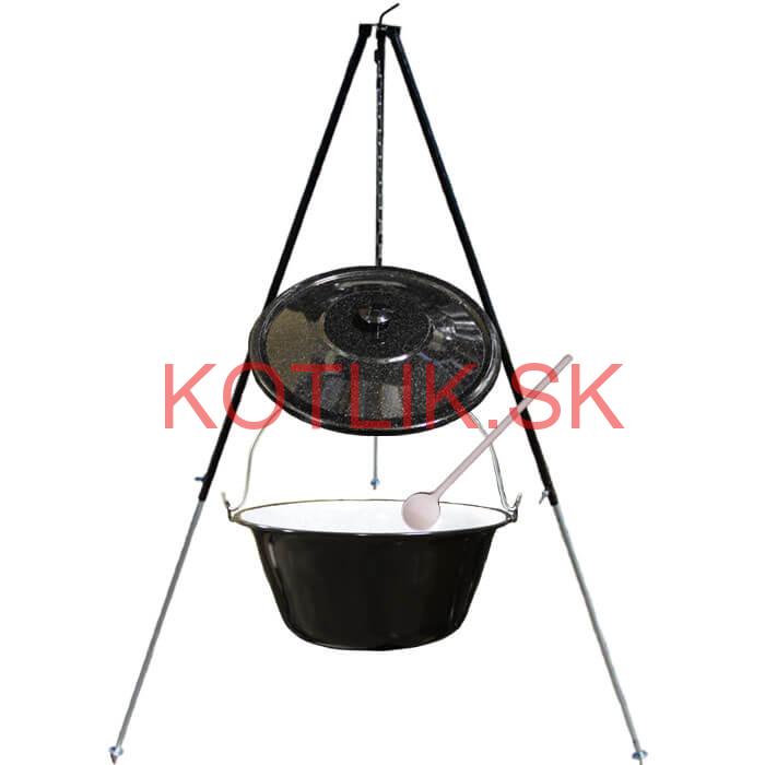 Smaltovaný kotlík 40 L + pokrievka + teleskopická trojnožka 1,7 m