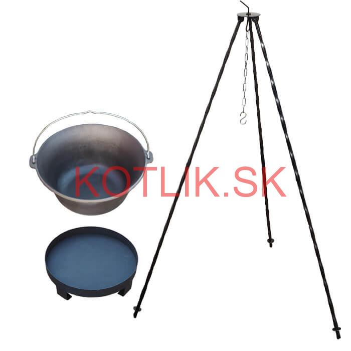 Liatinový kotlík 7,2 L + trojnožka 1 m + ohnisko 36 cm