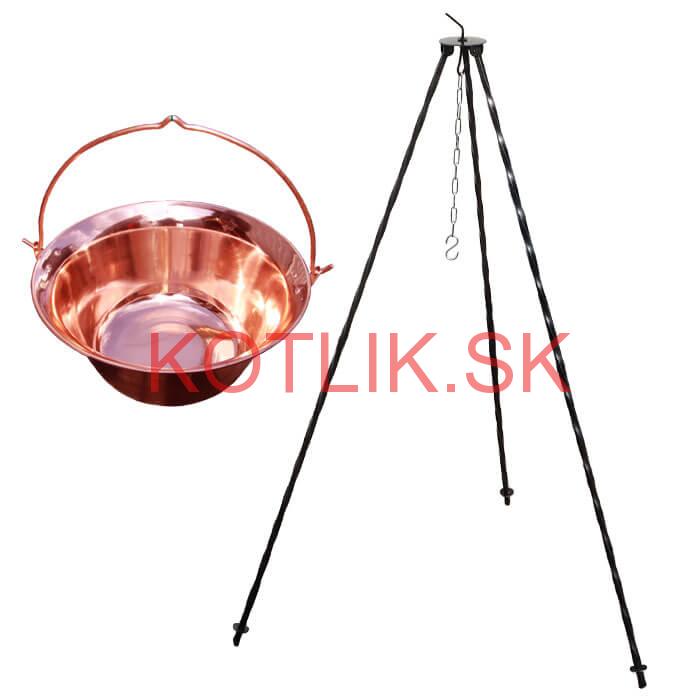 Medený kotlík 14 L (1,2 mm) + trojnožka 1,2 m
