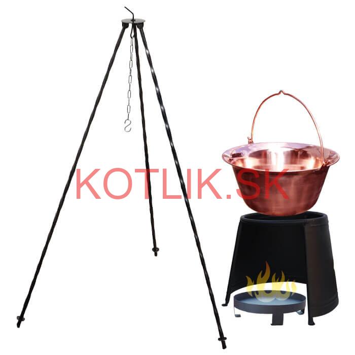Medený kotlík 20 L (1,2 mm) + chránič plameňa 43 cm + ohnisko 36 cm + trojnožka 1,2 m