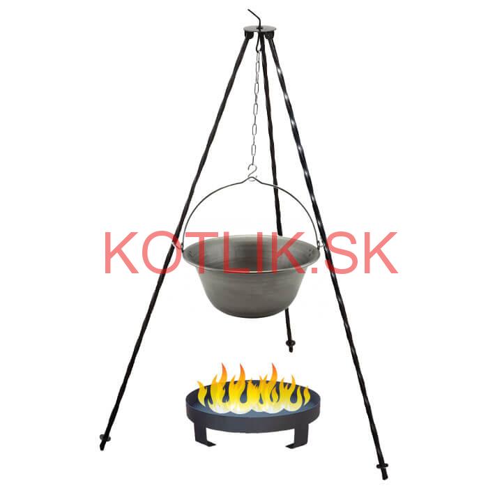 Železný kotlík 6 L (0,75 mm) + trojnožka 1 m + ohnisko 36 cm