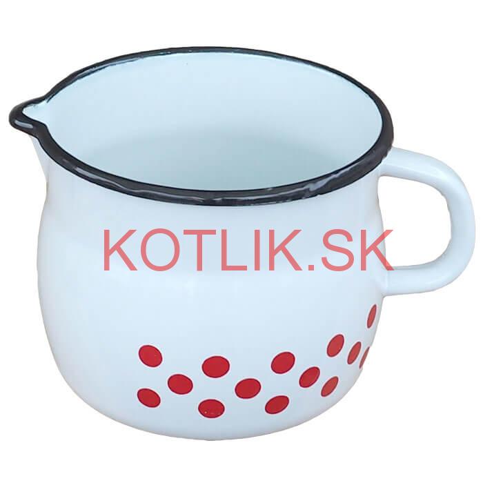 Smaltovaný hrnček s výlevkou 1,5 L baňatý - bodkovaný