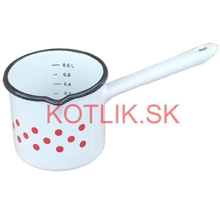 Smaltovaný hrnček s rúčkou 0,6 L - bodkovaný