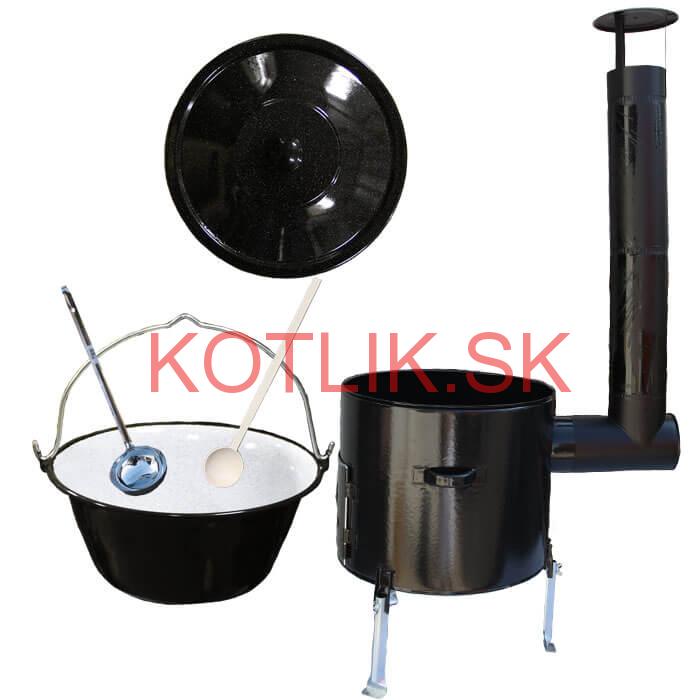 Smaltovaný kotlík 10 L (1,2 mm) + smaltovaná kotlina 31 cm + vareška a naberačka Easy party