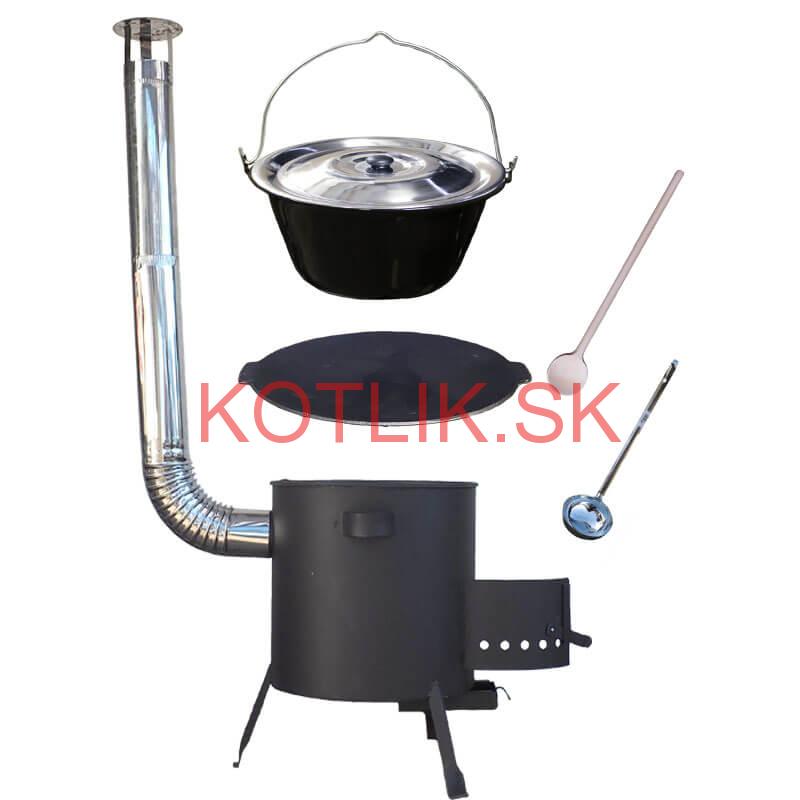 Smaltovaný kotlík 20 L + liatinová panvica 45 cm + žiaruvzdorná kotlina 42 cm PLUS 600