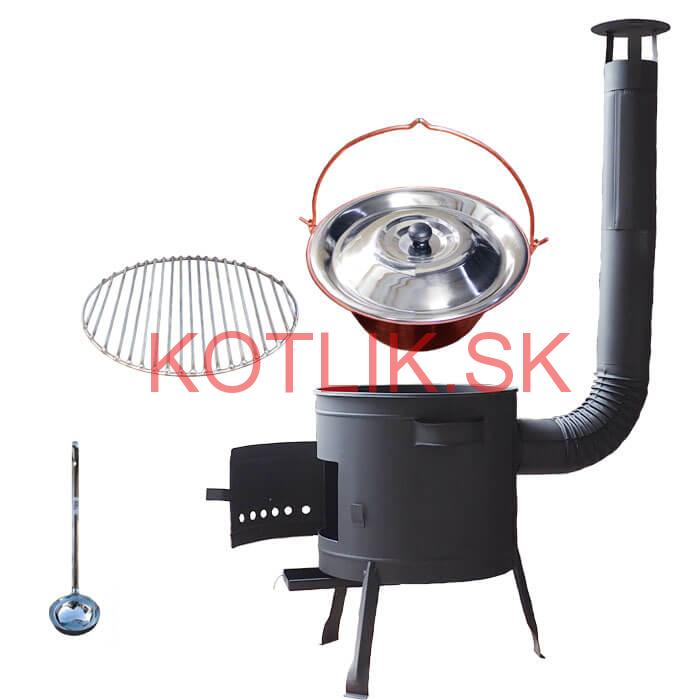 Medený kotlík 20 L (1,2 mm) + Nerezový rošt 45 cm + nízka žiaruvzdorná kotlina 42 cm PLUS 600