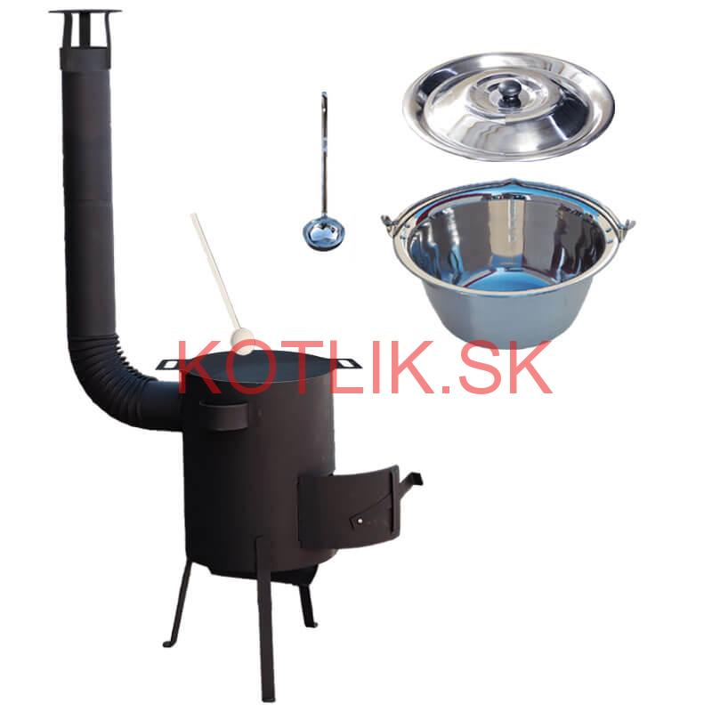 Nerezový kotlík 20 L (1,2 mm) INOX + železná panvica 44 cm UNI + kotlina 42 cm PLUS 600 4 MM