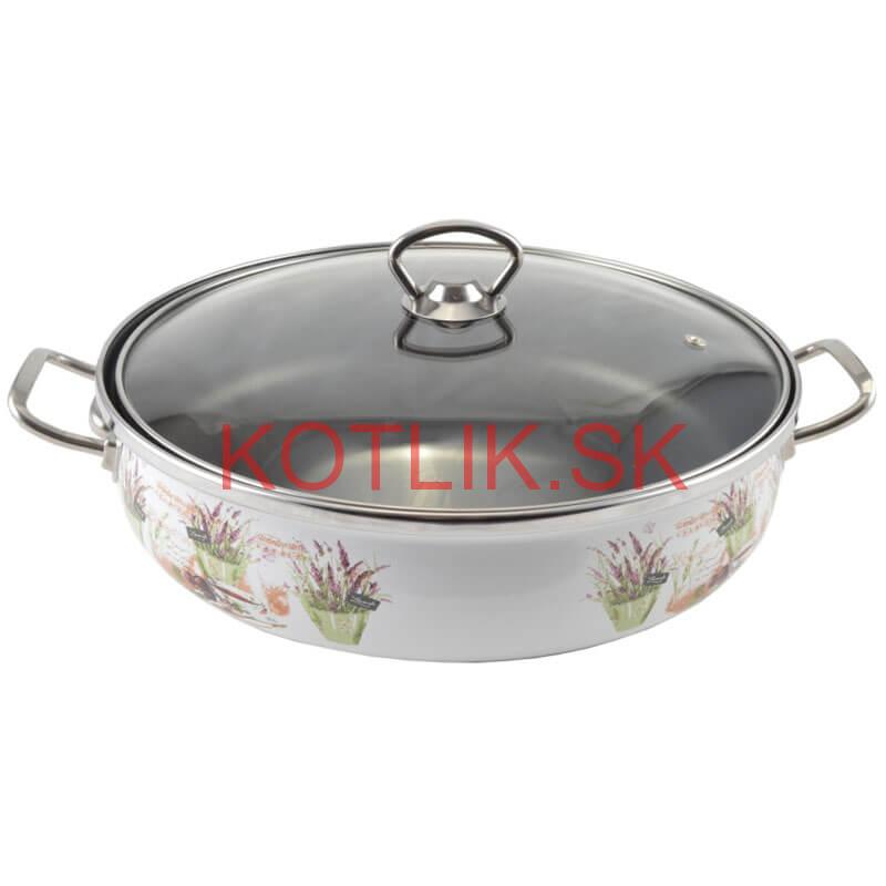 Smaltovaná rajnica s pokrievkou 30 cm LEVANDUĽA