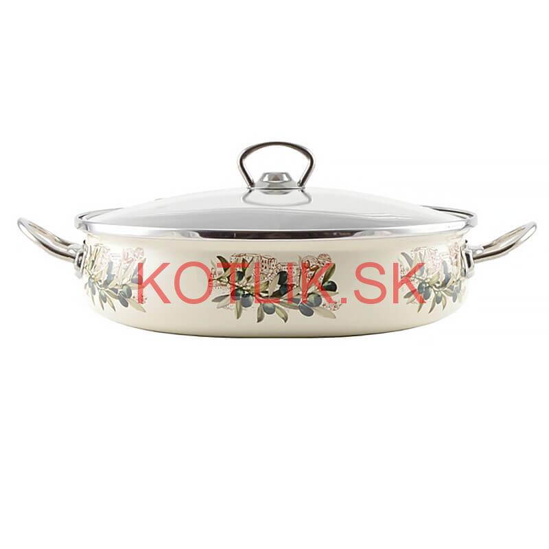 Smaltovaná rajnica s pokrievkou 30 cm OLIVA