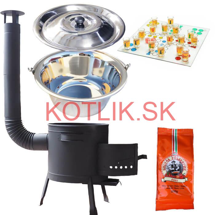Nerezový kotlík 22 L (0,8 mm) + korenie + človeče pi už + nízka žiaruvzdorná kotlina 42 PLUS 600