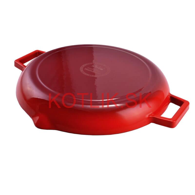 Liatinová posmaltovaná panvica na grilovanie 31 cm s výlevkami BBQ