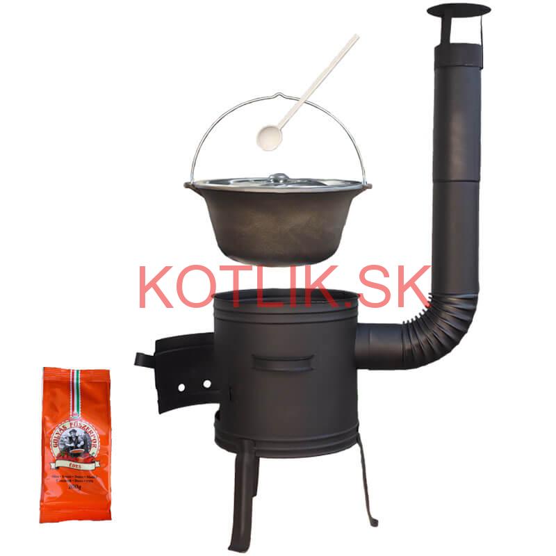 Liatinový kotlík 10,8 L + kotlina 33 cm (1 mm) + žiaruvzdorná farba Plus 700