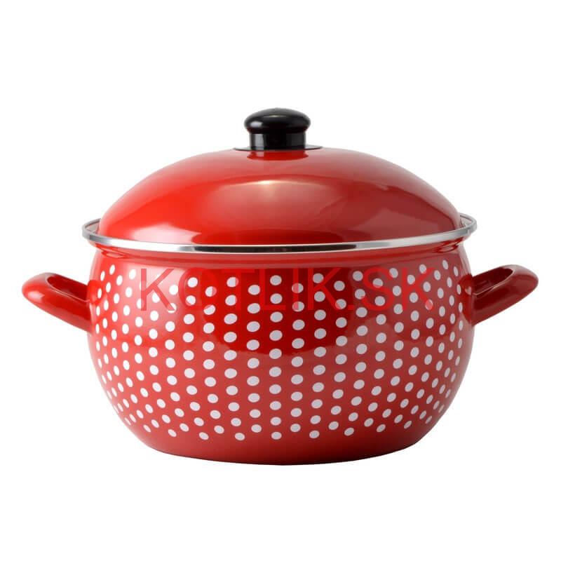 Smaltovaný hrniec 2 l červený 16 cm (bodkovaný)