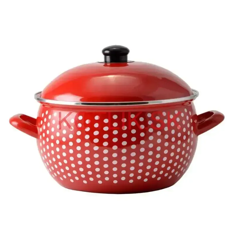 Smaltovaný hrniec 6 l červený 24 cm (bodkovaný)