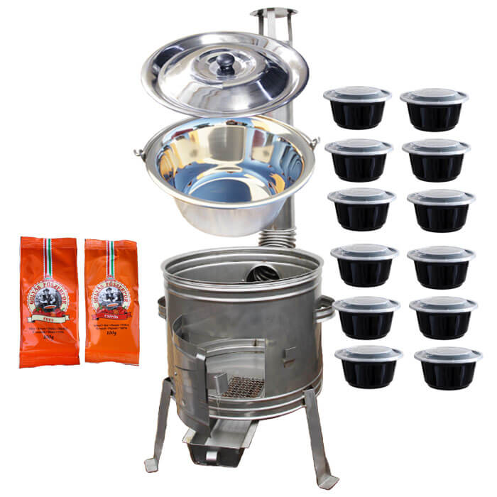Nerezový kotlík 22 L (0,8 mm) INOX + nerezová kotlina 42 cm TOPLUX + misky 12 ks + 2 x korenie na guláš 100 g