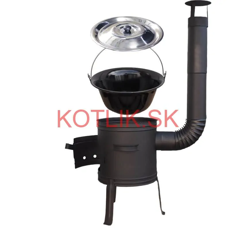 Smaltovaný kotlík 11 L BLACK + nerezová pokrievka INOX + žiaruvzdorná kotlina 33 cm Plus 700