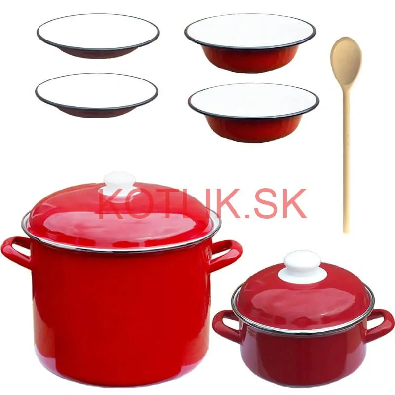 Smaltovaný hrniec s pokrievkou 4 l + Smaltovaný kastról s pokrievkou 2 L + taniere Classic
